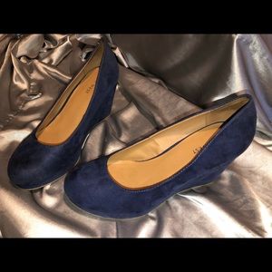 Barely worn slate blue wedges.